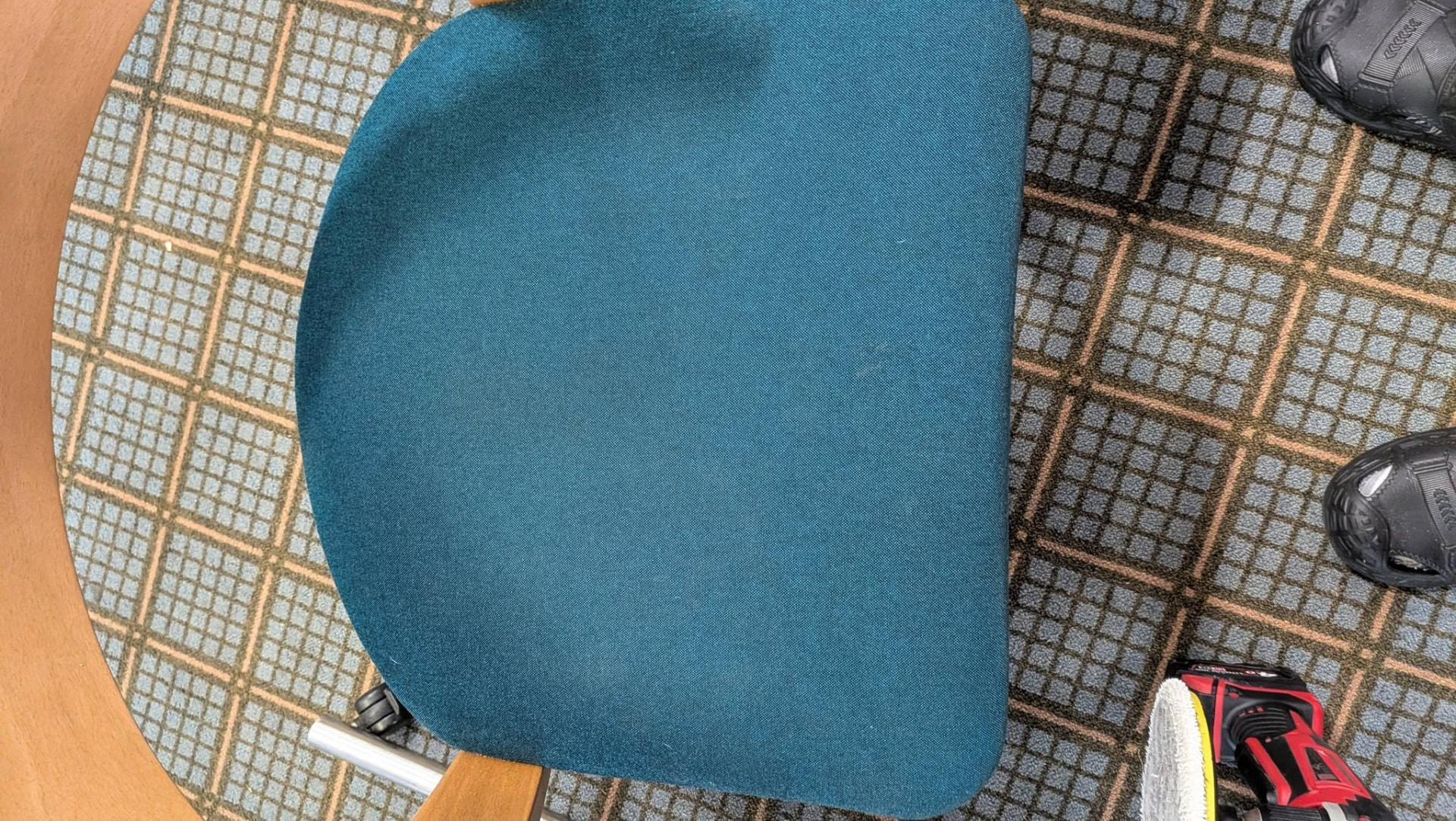 Blue upholstered wooden chair after cleaning