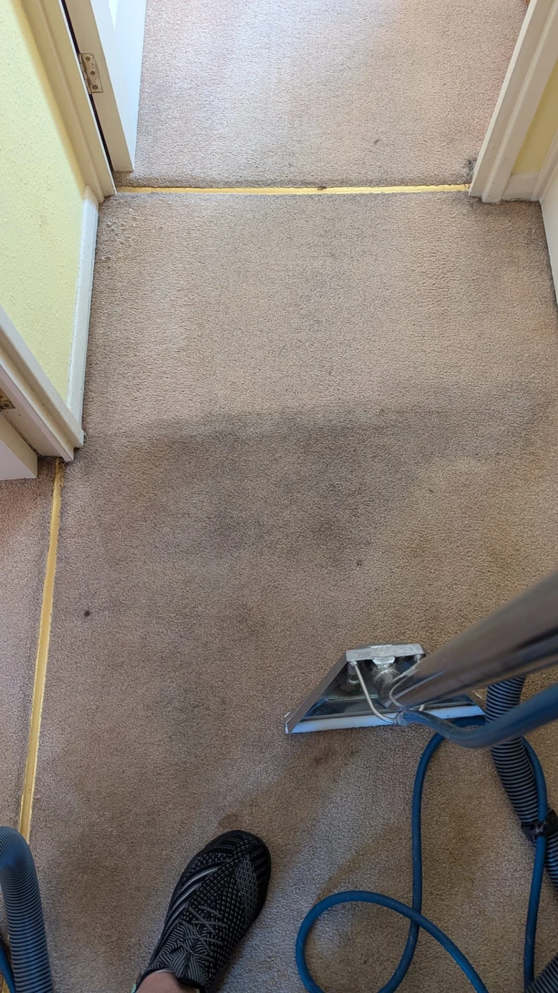 Carpet cleaning at a room threshold